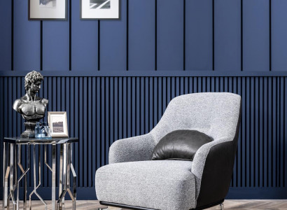 Sessel Ohrensessel Modern Stoff Wohnzimmer Polyester Grau Design Sitz